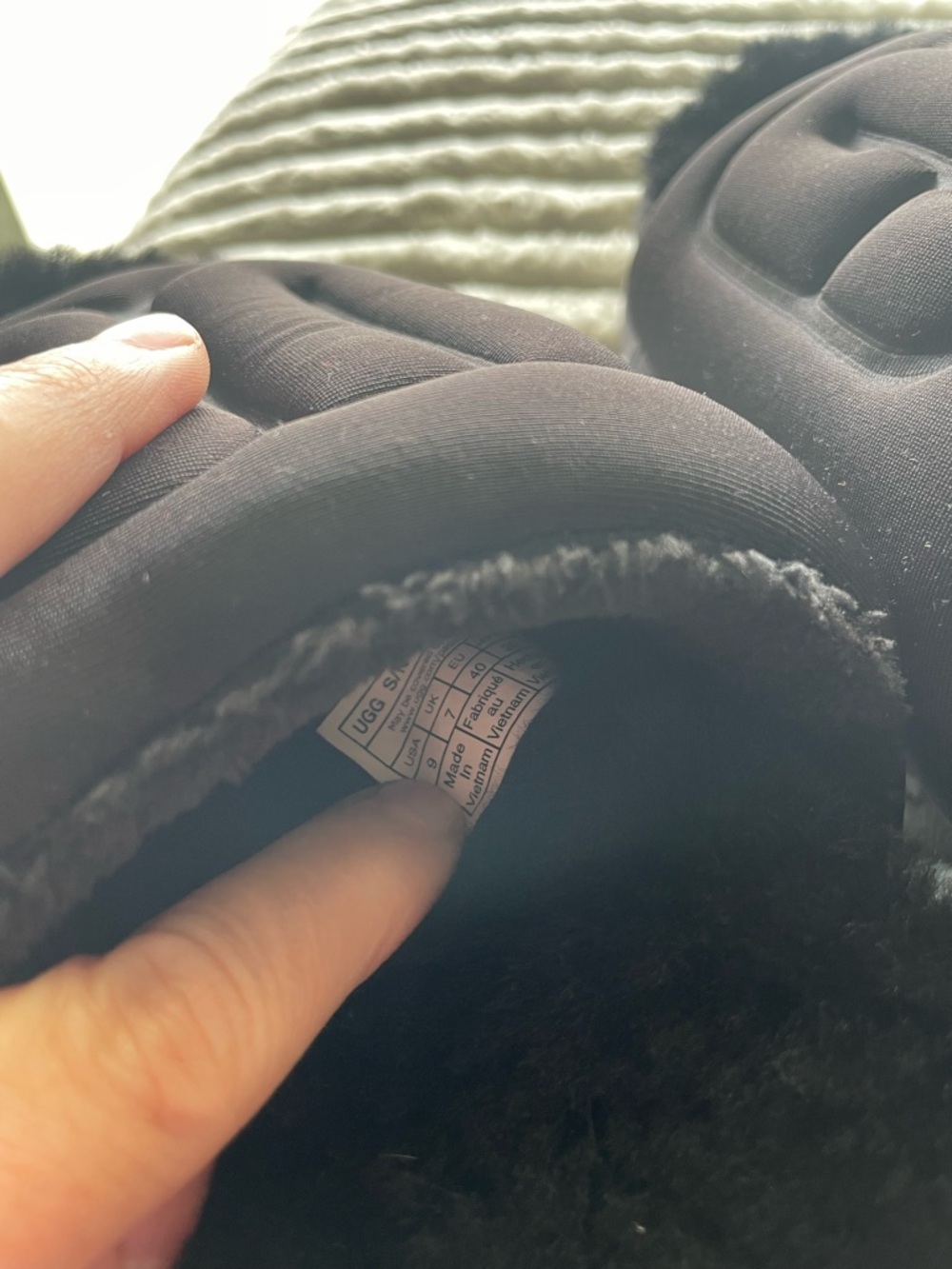 UGG Black Plush Logo Slide Sandals - Picture 8 of 8